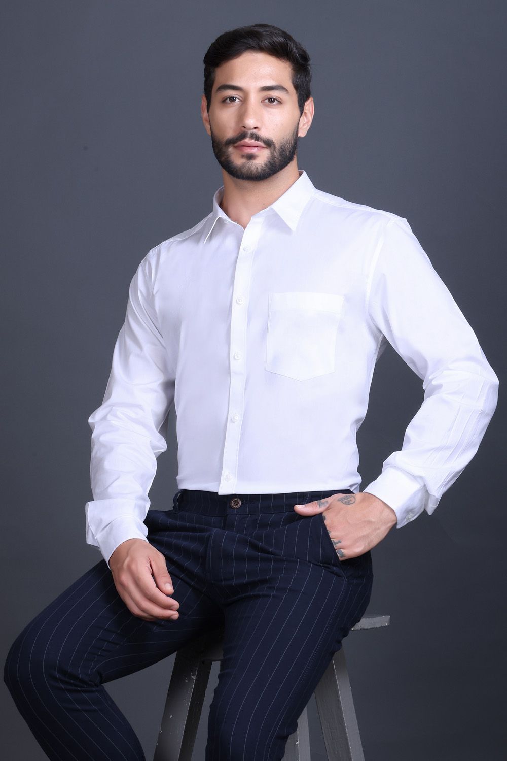 Indian Terrain Men's Classic Poplin Full Sleeve Shirt