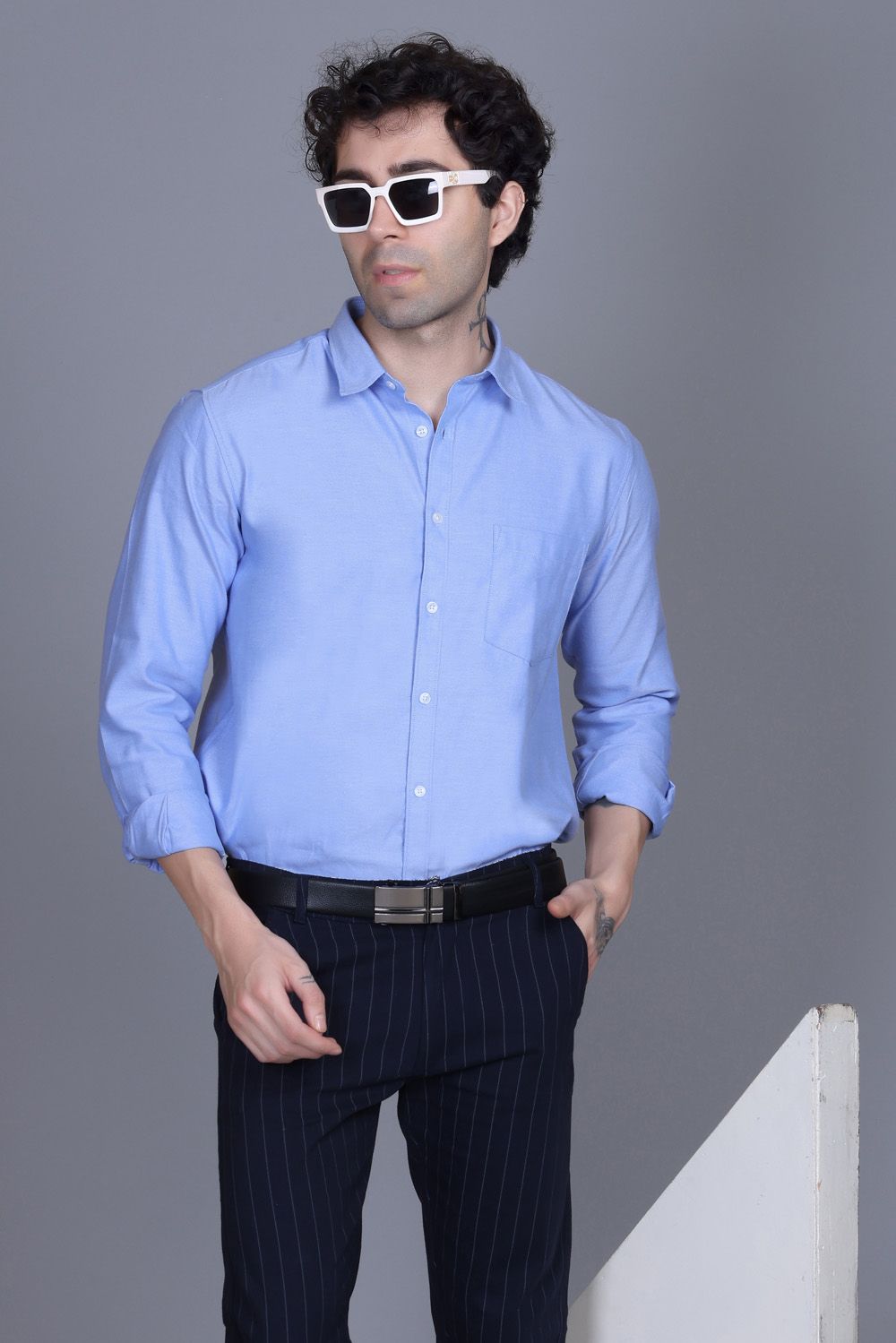 Indian Terrain Men's Classic Oxford Full Sleeve Shirt