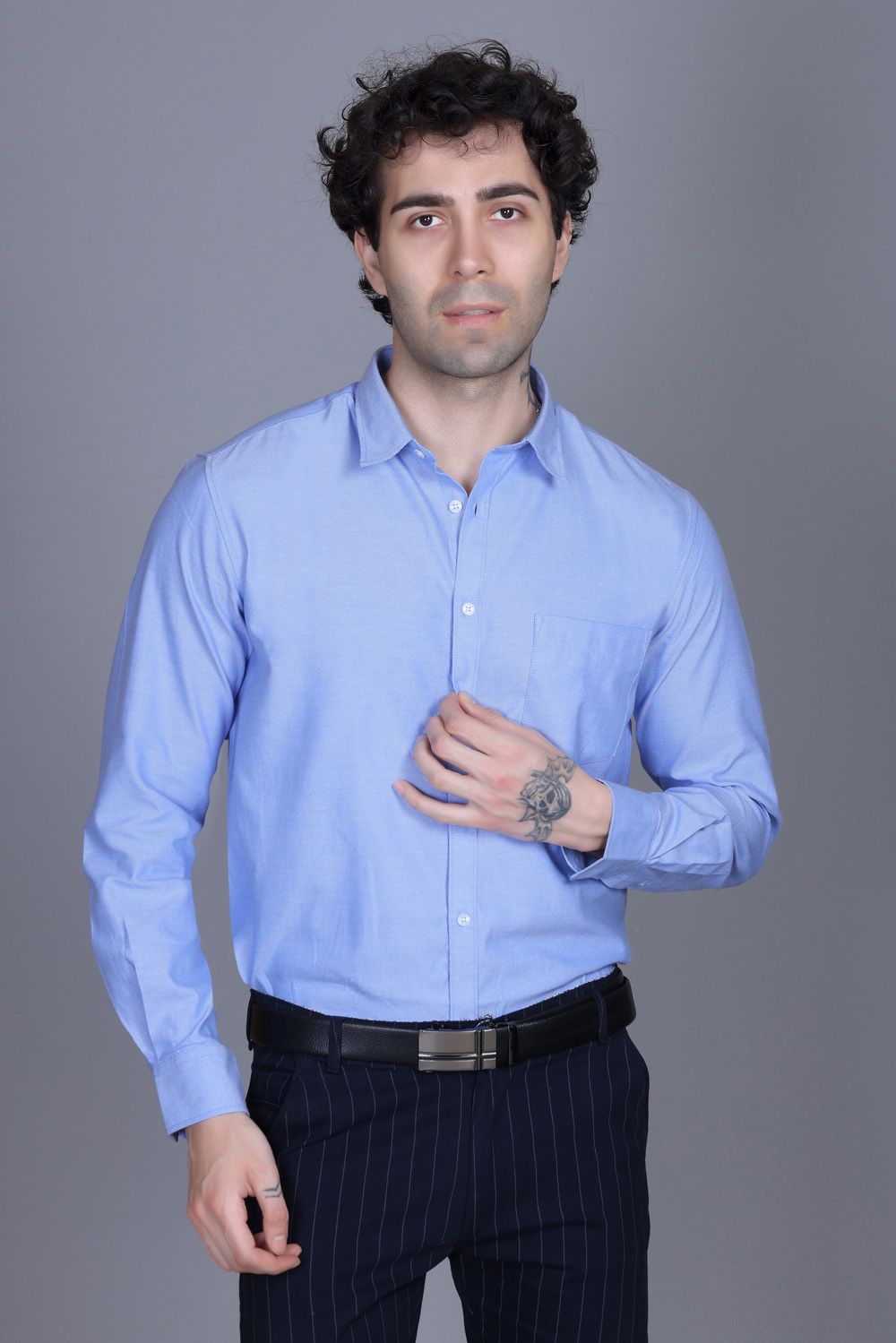 Indian Terrain Men's Classic Oxford Full Sleeve Shirt