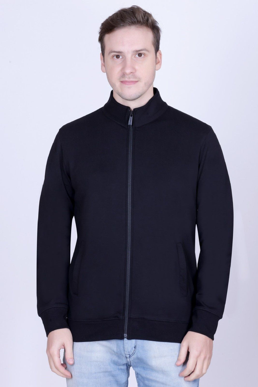 Winbarg Black Solid Stretch Full-Sleeve Jacket