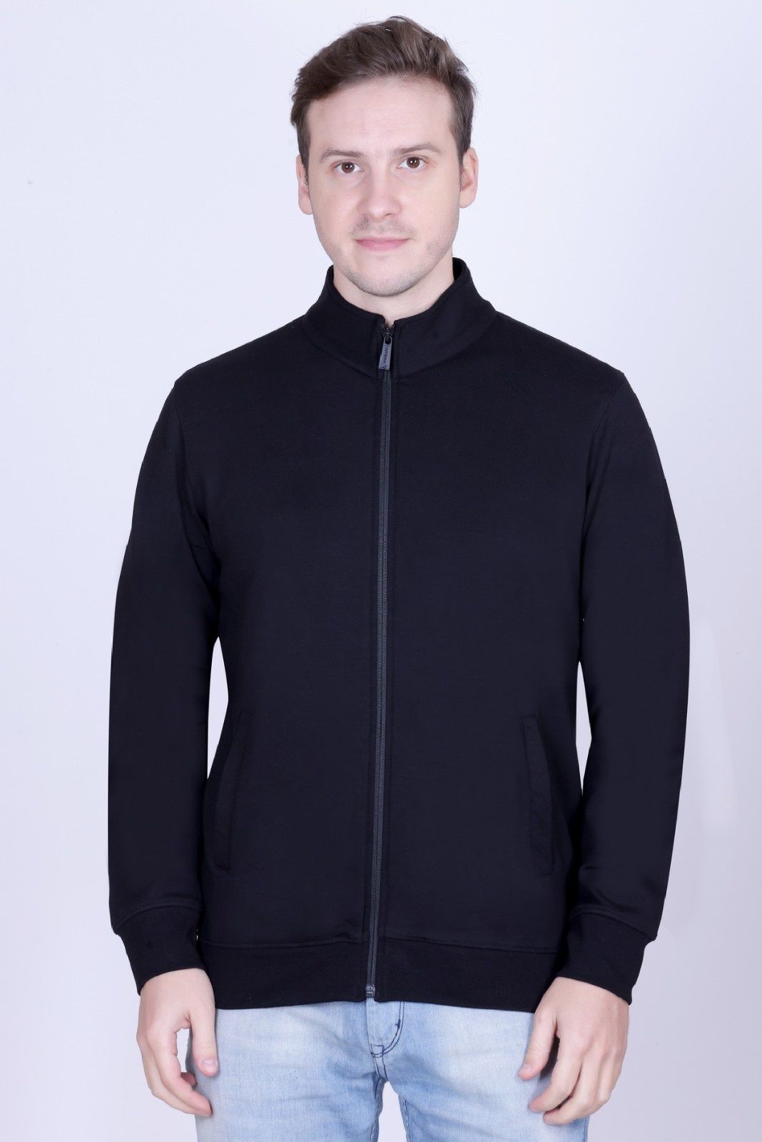 Winbarg Black Solid Stretch Full-Sleeve Jacket