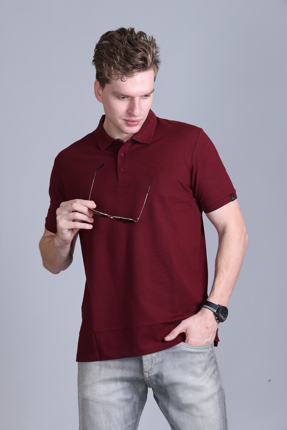 Indian Terrain Jacquard Collar Polo T-Shirt