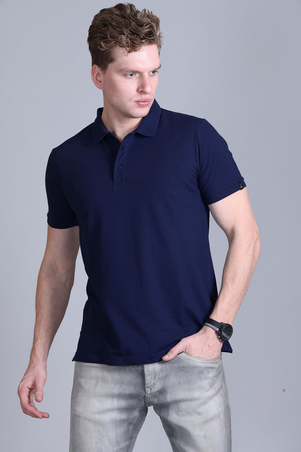 Indian Terrain Jacquard Collar Polo T-Shirt