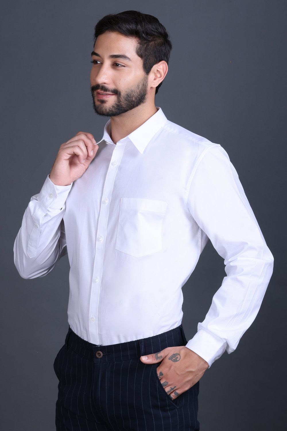 Indian Terrain Men's Classic Poplin Full Sleeve Shirt