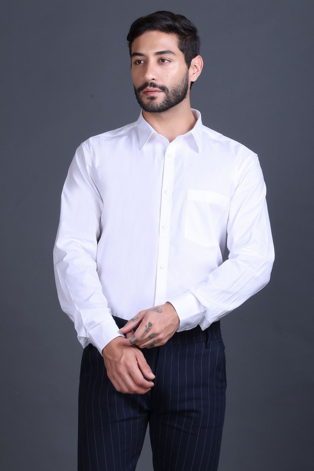 Indian Terrain Men's Classic Poplin Full Sleeve Shirt
