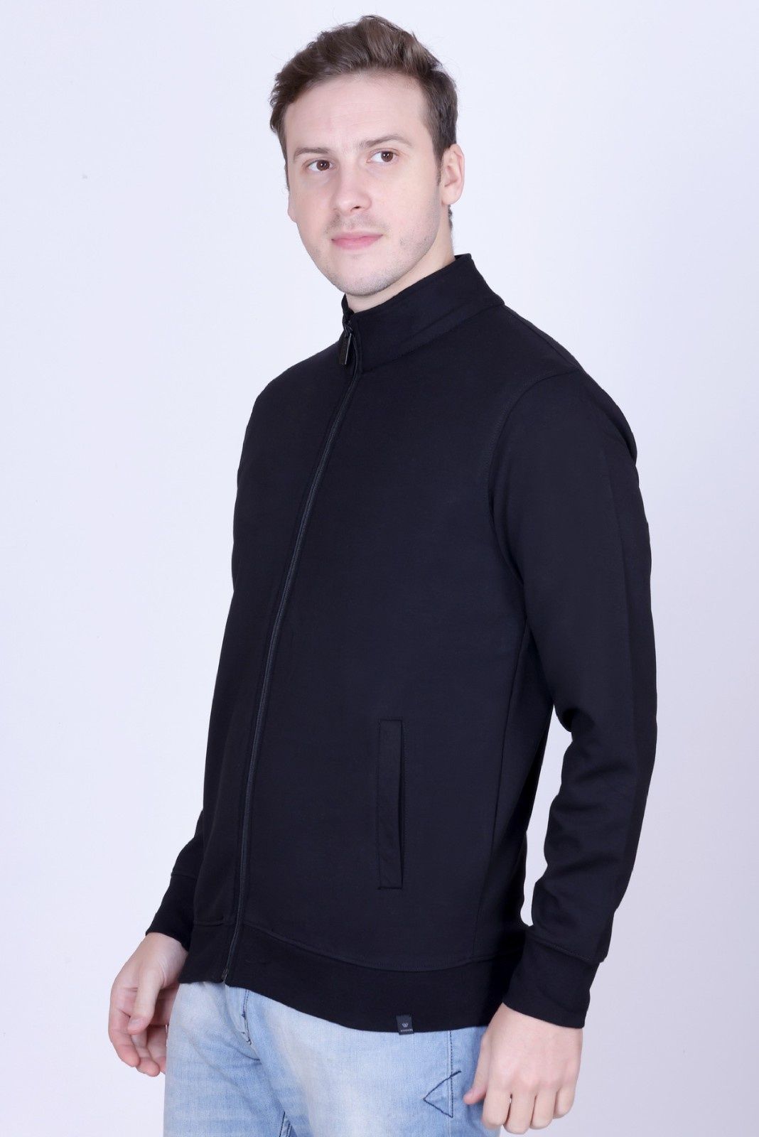 Winbarg Black Solid Stretch Full-Sleeve Jacket