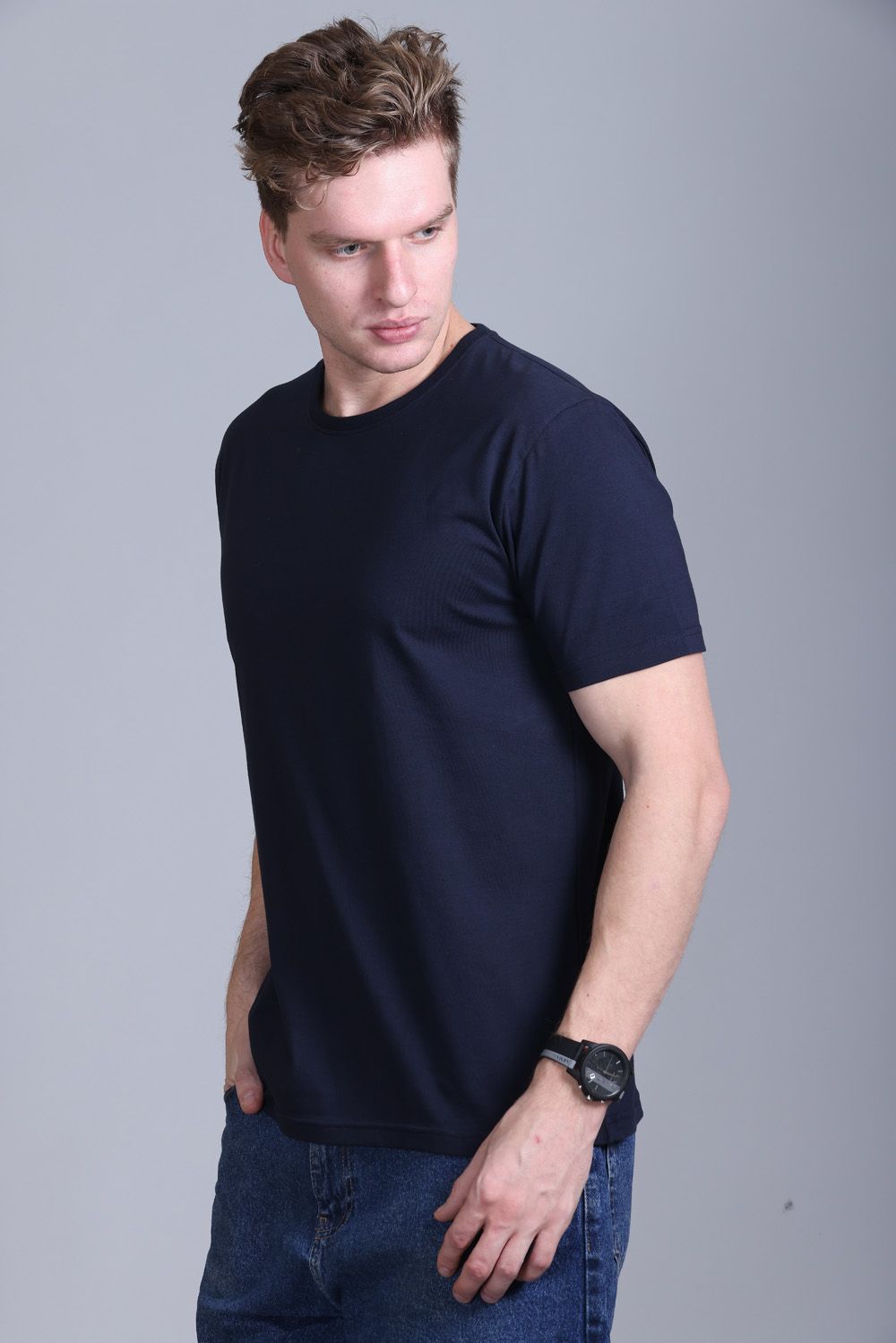 Indian Terrain Men's Cotton Stretch Crew Neck T-Shirt