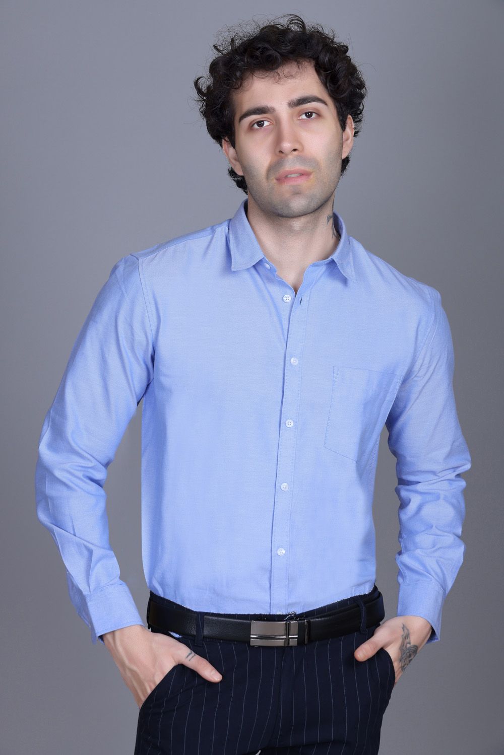 Indian Terrain Men's Classic Oxford Full Sleeve Shirt