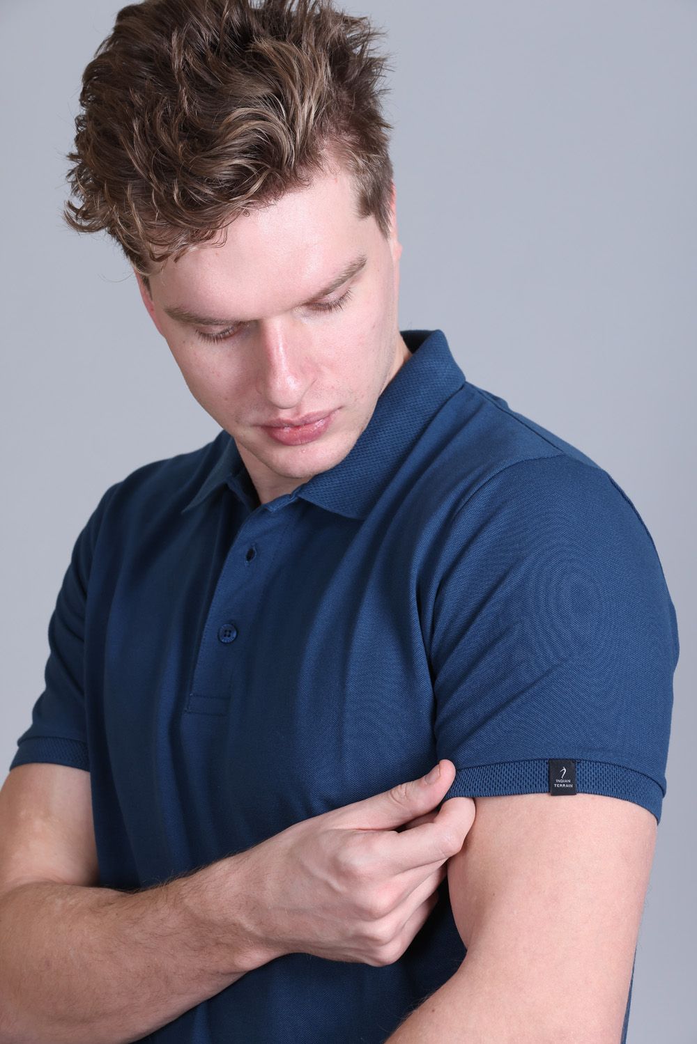 Indian Terrain Jacquard Collar Polo T-Shirt