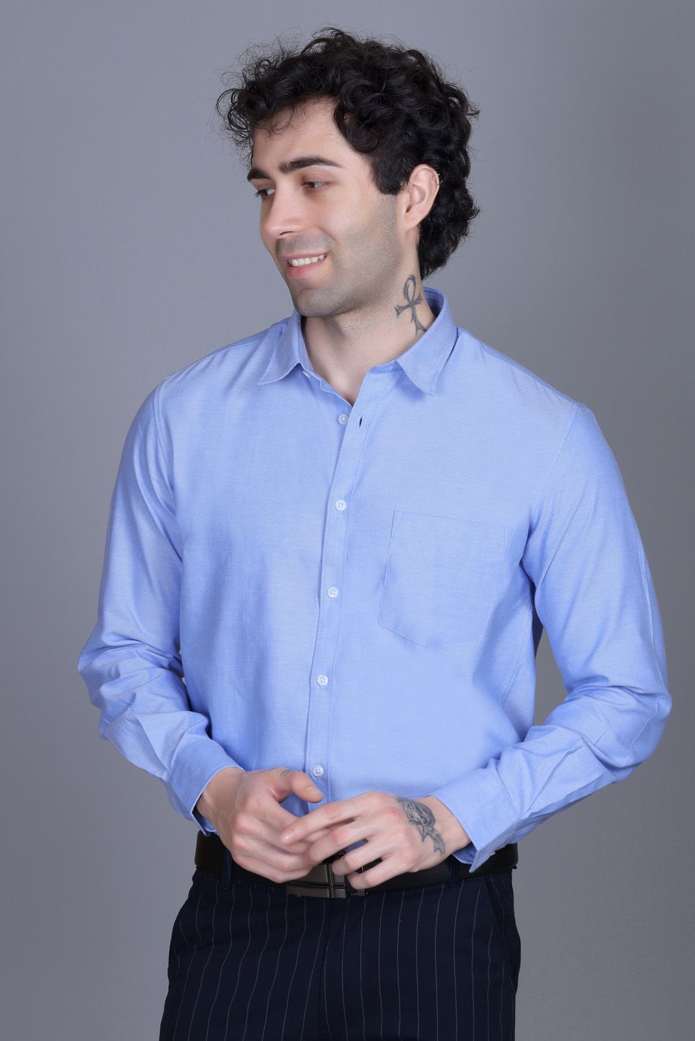 Indian Terrain Men's Classic Oxford Full Sleeve Shirt