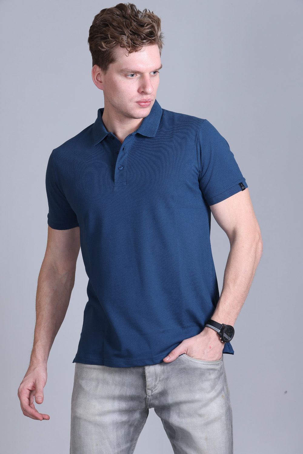 Indian Terrain Jacquard Collar Polo T-Shirt