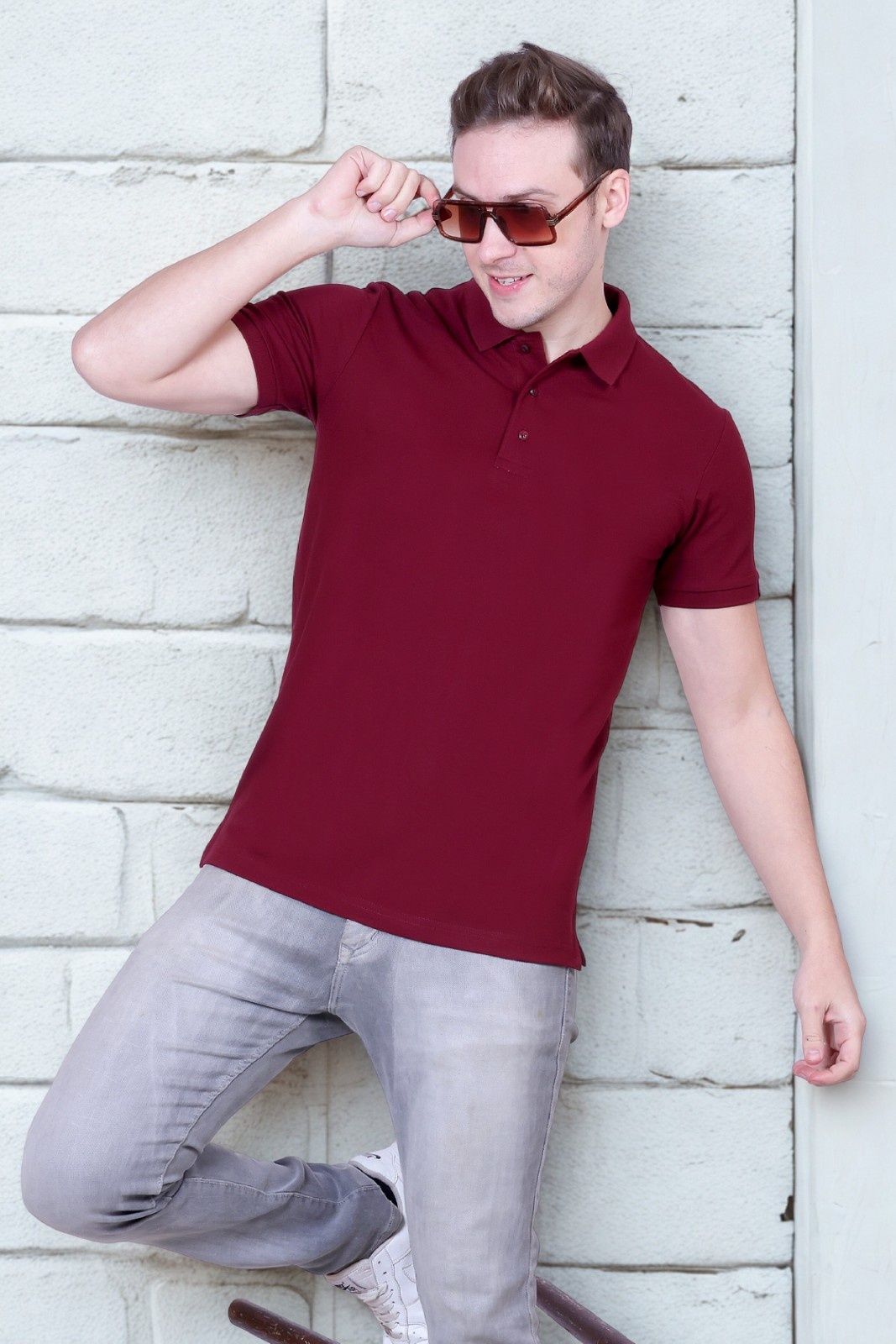 Winbarg Solid Stretch Half Sleeve Polo T-Shirts